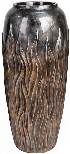 Casablanca by Gilde Pflanzkübel »Flame, bronzefarben« (1 Stück), dekorativer Blumentopf, groß, aus Magnesia, mit Flammenstruktur, in verschiedenen Größen erhältlich, Wohnzimmer-Pflanzgefäße-Inspirationen
