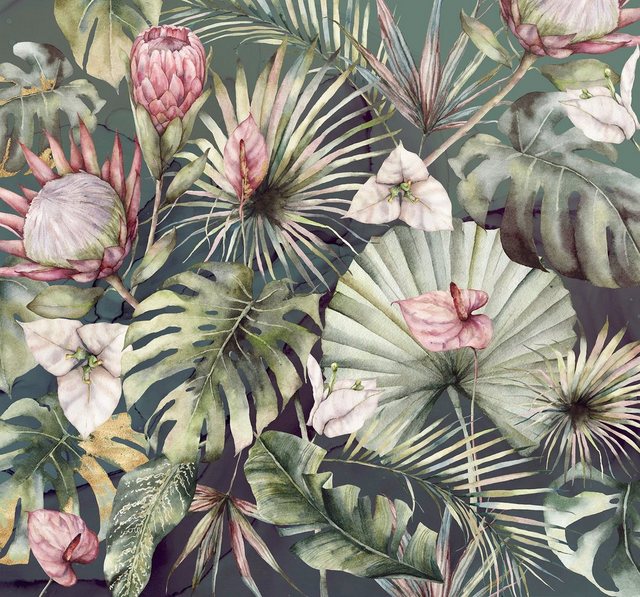 Komar Fototapete »Vliestapete Monsterawelt«, glatt, bedruckt, geblümt, floral, realistisch, 300 x 280 cm-Tapeten-Inspirationen