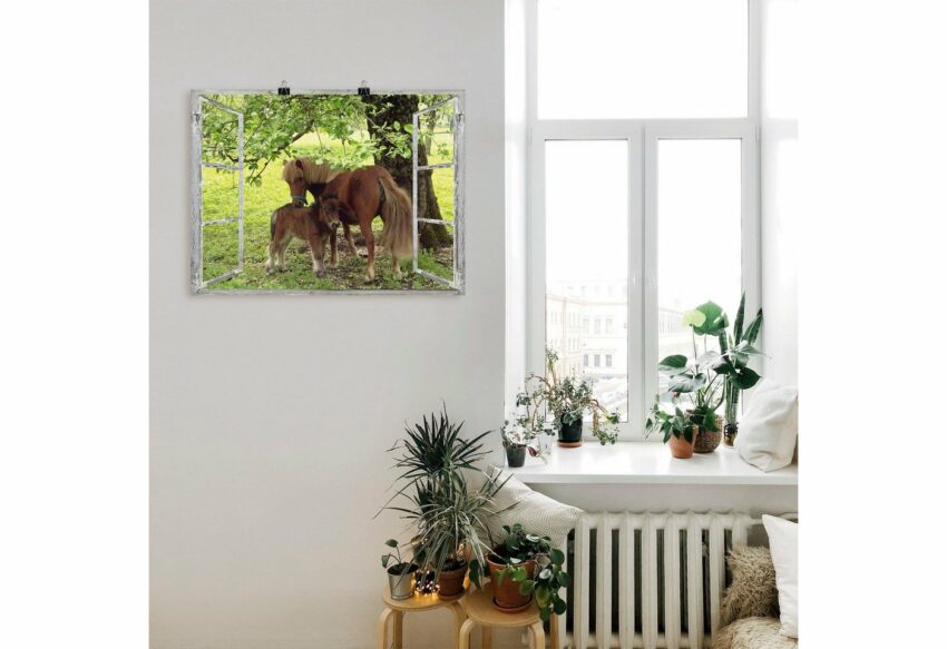 Artland Wandbild »Fensterblick - Pony mit Kind«, Haustiere (1 Stück), in vielen Größen & Produktarten - Alubild / Outdoorbild für den Außenbereich, Leinwandbild, Poster, Wandaufkleber / Wandtattoo auch für Badezimmer geeignet-Bilder-Ideen für dein Zuhause von Home Trends