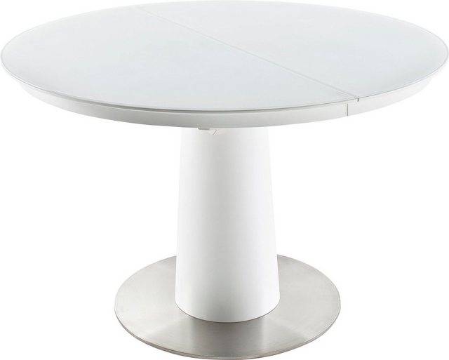 MCA furniture Esstisch »Waris«, Esstisch Rund mit Synchronsauszug, Weiß matt mit Sicherheitsglas-Tische-Inspirationen