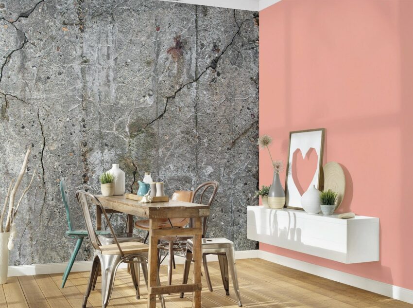 living walls Fototapete »Designwalls Old Concrete«, glatt, (5 St)-Tapeten-Ideen für dein Zuhause von Home Trends