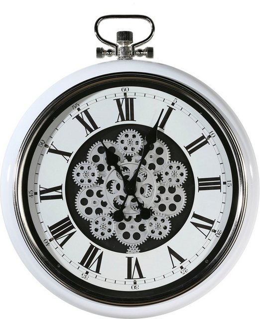 Casablanca by Gilde Wanduhr »Origin, weiß/silber« (XXL, rund, Ø 52 cm, aus Metall, römische Ziffern, Zahnräder, dekorativ in Küche & Wohnzimmer)-Uhren-Inspirationen