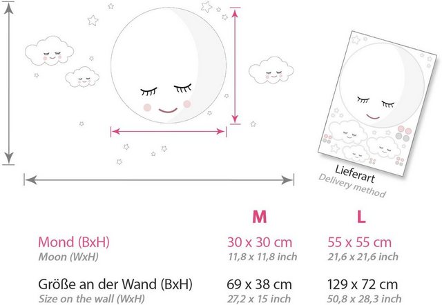 little DECO Wandtattoo »Little Deco Wandtattoo Wolken & Mond Weiß«-Wandtattoos-Inspirationen