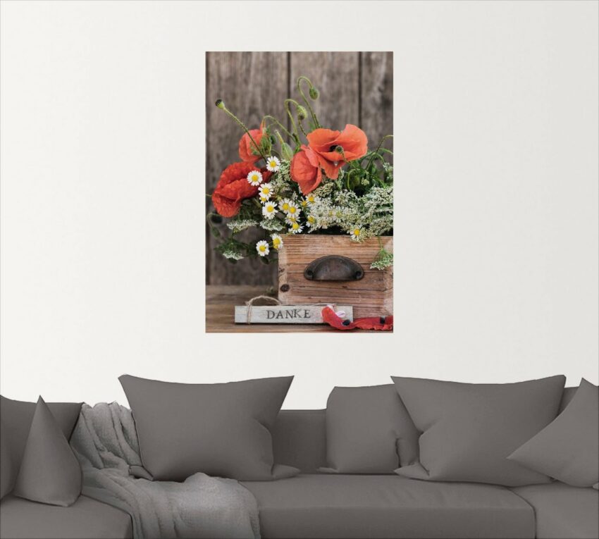 Artland Wandbild »Mohnblüten Typografie Danke«, Blumen (1 Stück), in vielen Größen & Produktarten - Alubild / Outdoorbild für den Außenbereich, Leinwandbild, Poster, Wandaufkleber / Wandtattoo auch für Badezimmer geeignet-Bilder-Ideen für dein Zuhause von Home Trends