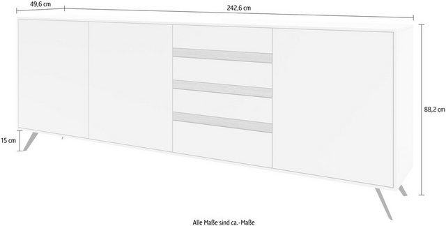 GWINNER Sideboard »CALEA«, mit Akzentstreifen, Breite 242,6 cm-Sideboards-Inspirationen