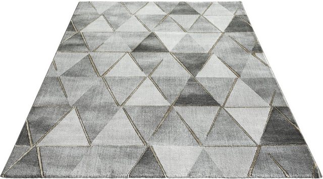 Teppich »Puebla«, my home, rechteckig, Höhe 12 mm, weiche Haptik, Rauten-Design, edler Glanz, Wohnzimmer-Teppiche-Inspirationen