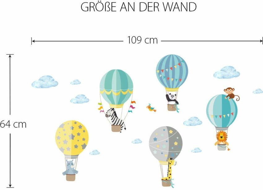 little DECO Wandtattoo »Little Deco Wandtattoo Zoo-Tiere im Heißluftballon«-Wandtattoos-Ideen für dein Zuhause von Home Trends