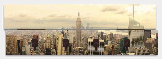 Artland Garderobenpaneel »Skyline Manhattan - New York«, platzsparende Wandgarderobe aus Holz mit 4 Haken, geeignet für kleinen, schmalen Flur, Flurgarderobe-Garderoben-Inspirationen