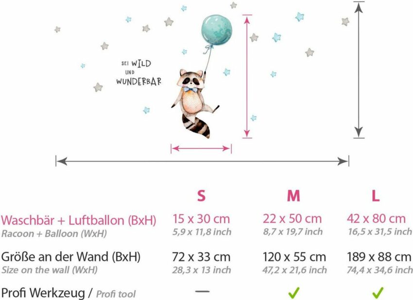 little DECO Wandtattoo »Little Deco Wandtattoo Sei wild & Waschbär mit Luftballon«-Wandtattoos-Ideen für dein Zuhause von Home Trends