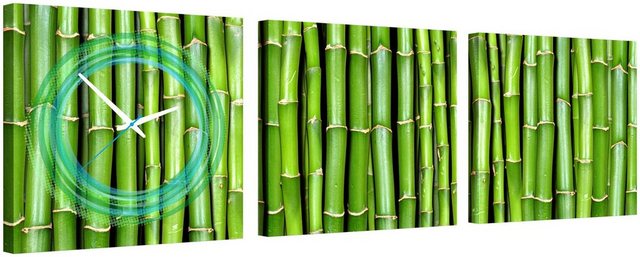 Conni Oberkircher´s Bild mit Uhr »Green Bamboo II - Bambus I«, Natur (Set), mit dekorativer Uhr, Wellness, Entspannung-Bilder-Inspirationen