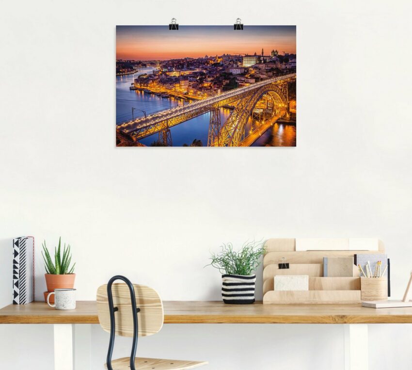 Artland Wandbild »Nachtansicht Porto Eiffelbrücke«, Brücken (1 Stück), in vielen Größen & Produktarten - Alubild / Outdoorbild für den Außenbereich, Leinwandbild, Poster, Wandaufkleber / Wandtattoo auch für Badezimmer geeignet-Bilder-Ideen für dein Zuhause von Home Trends