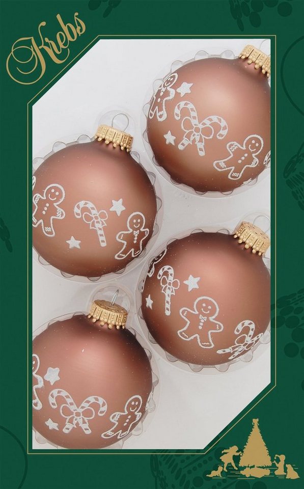 Krebs Glas Lauscha Weihnachtsbaumkugel »CBK00046« (4 Stück), aus Glas, mit Weihnachts-Motiv-Weihnachtskugeln-Ideen für dein Zuhause von Home Trends