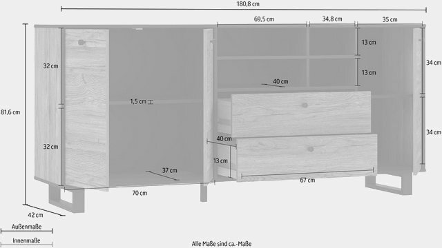 FORTE Sideboard, Breite ca. 180 cm-Sideboards-Inspirationen