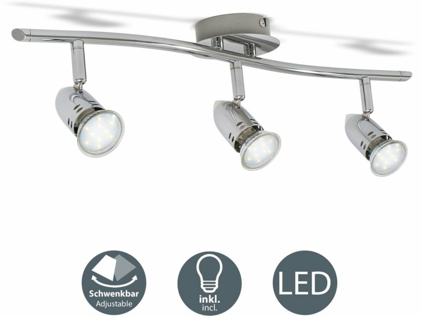 B.K.Licht LED Deckenleuchte, LED Design Deckenlampe Spot-Strahler GU10 modern chrom inkl. 3W 250lm-Lampen-Ideen für dein Zuhause von Home Trends