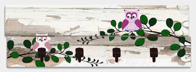 Artland Garderobenpaneel »Eulen«, platzsparende Wandgarderobe aus Holz mit 4 Haken, geeignet für kleinen, schmalen Flur, Flurgarderobe-Garderoben-Inspirationen