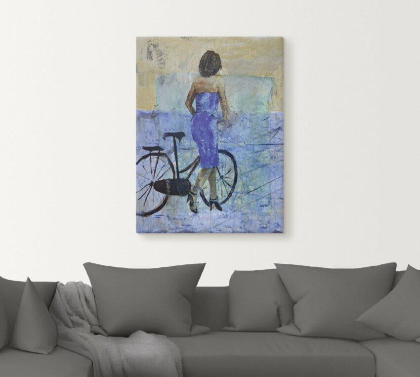 Artland Wandbild »Ein Mädchen mit einem Fahrrad«, Frau (1 Stück), in vielen Größen & Produktarten - Alubild / Outdoorbild für den Außenbereich, Leinwandbild, Poster, Wandaufkleber / Wandtattoo auch für Badezimmer geeignet-Bilder-Ideen für dein Zuhause von Home Trends