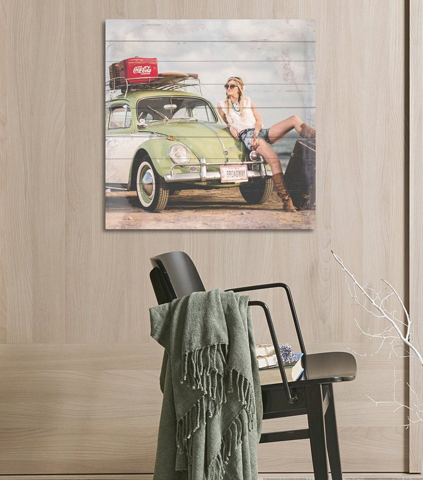 queence Holzbild »Alter Käfer am Strand«, 40x40 cm-Bilder-Ideen für dein Zuhause von Home Trends