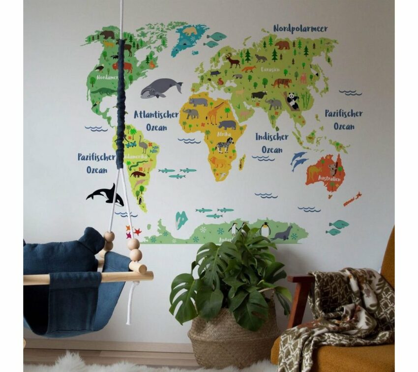 Wall-Art Wandtattoo »Tierwelt Weltkarte Kinderzimmer« (1 Stück)-Wandtattoos-Ideen für dein Zuhause von Home Trends