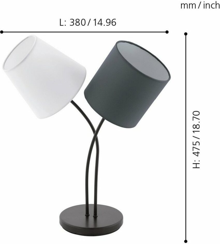 EGLO Tischleuchte »ALMEIDA«, schwarz / L38 x H47,5 x B18,5cm / exkl. 3 x E14 (je max. 25W) / Tischlampe aus Stoff - Texttilschirm - Tischleuchte - Schlafzimmerlampe - Nachttischlamoe - Lampe - Stoffschirm - Stofflampe-Lampen-Ideen für dein Zuhause von Home Trends