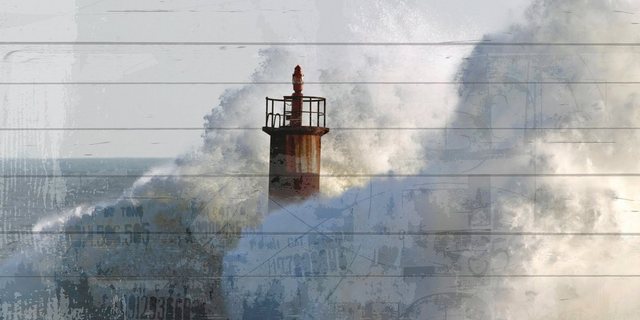 queence Holzbild »Wellenbrecher Leuchtturm«, 40x80 cm-Bilder-Inspirationen