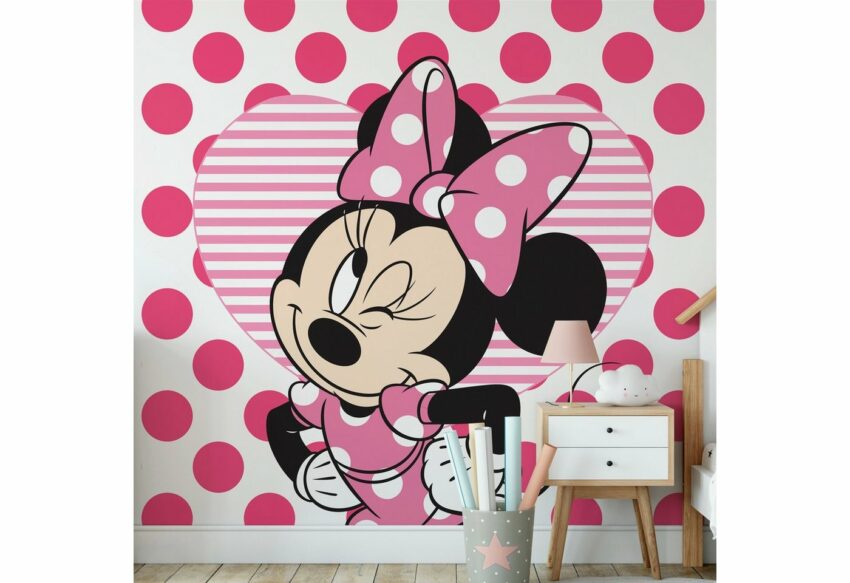Disney Fototapete »Minnie mit Herz«, (1 St), Rosa - 300x280cm-Tapeten-Ideen für dein Zuhause von Home Trends