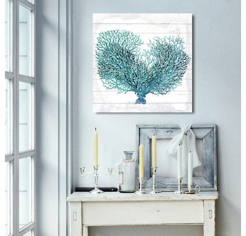 queence Holzbild »Blaue Koralle«, 40x40 cm-Bilder-Ideen für dein Zuhause von Home Trends