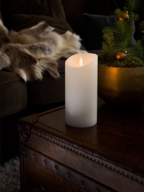KONSTSMIDE LED-Kerze (1-tlg), LED Echtwachskerze, weiß, mit 3D Flamme, Ø 10 cm, Höhe: 21,5 cm-Kerzen-Inspirationen