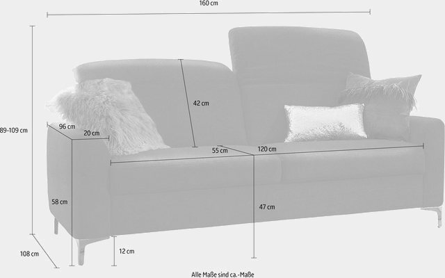 Places of Style 2-Sitzer »Benicia«, mit manueller Kopfteilverstellung, auch in NaturLEDER, Bezug Struktur weich mit Wasser zu reinigen-Sofas-Inspirationen