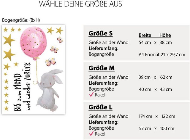 little DECO Wandtattoo »Little Deco Wandtattoo Hase mit Luftballon Rosa & Spruch Bis zum Mond«-Wandtattoos-Inspirationen