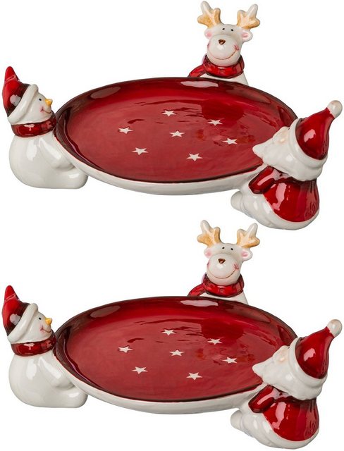 Creativ home Dekoschale (Set, 2 Stück), aus Keramik, mit Weihnachtsfiguren, Ø ca. 16 cm-Dekoschalen-Inspirationen