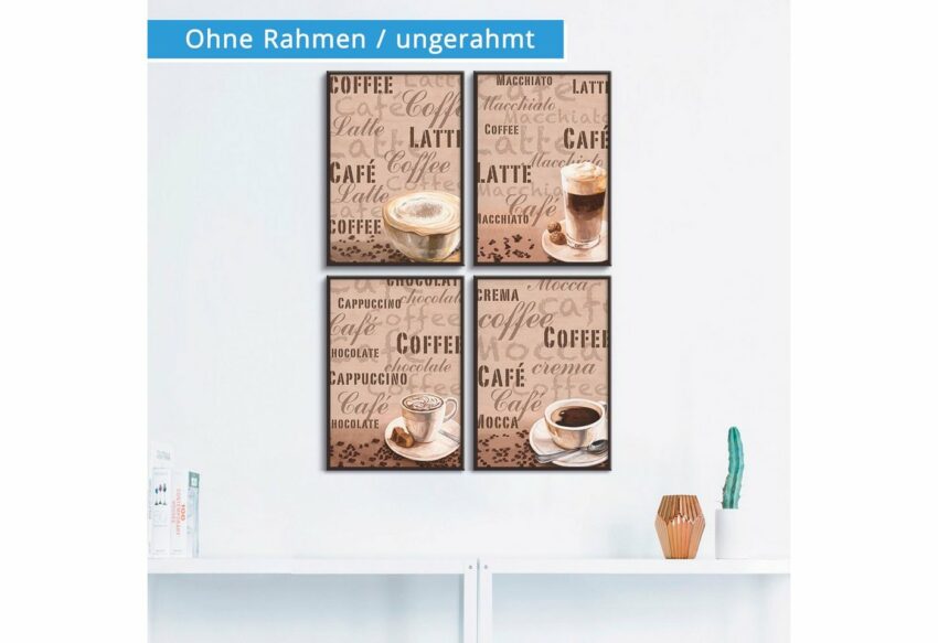 Artland Poster »Milchkaffee Latte MacchiatoChocolate«, Getränke (4 Stück), Poster, Wandbild, Bild, Wandposter-Bilder-Ideen für dein Zuhause von Home Trends