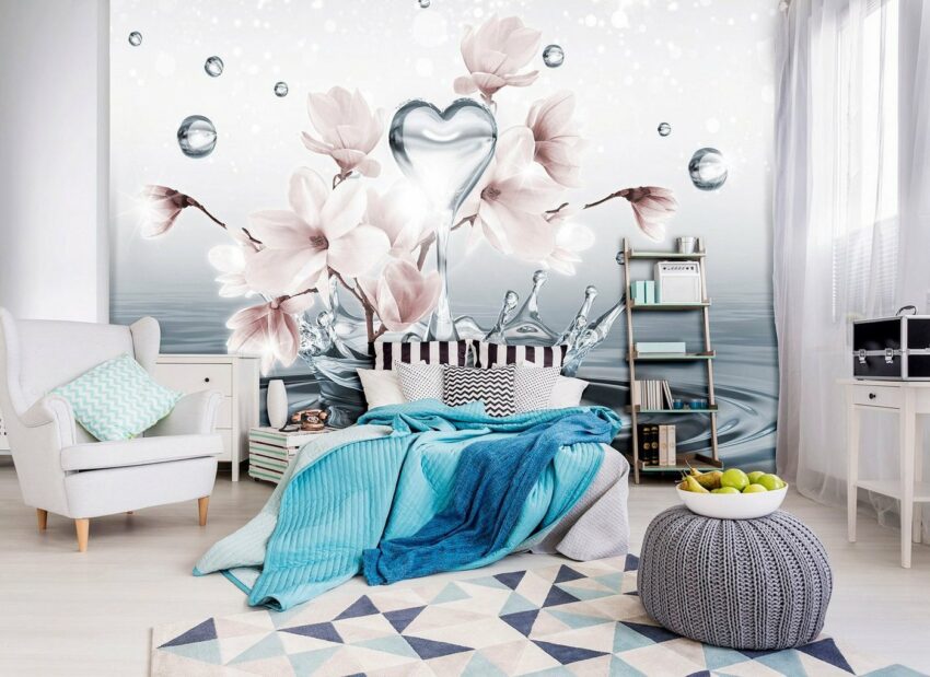 Consalnet Fototapete »Magnolie 3D im Wasser«, glatt, abstrakt, für Wohnzimmer oder Schlafzimmer-Tapeten-Ideen für dein Zuhause von Home Trends