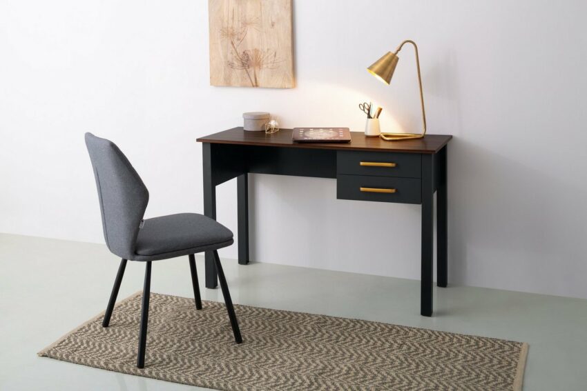 Home affaire Schreibtisch »Martinau«, Tischplatte in einer edlen Holzoptik, mit 2 Schubladen, mit goldfarbenen Griffen aus Metall, Höhe 76,5 cm-Tische-Ideen für dein Zuhause von Home Trends