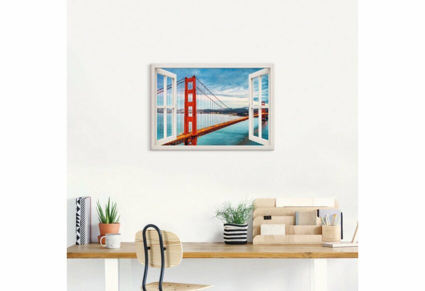 Artland Wandbild »Fensterblick Golden Gate Bridge«, Fensterblick (1 Stück), in vielen Größen & Produktarten - Alubild / Outdoorbild für den Außenbereich, Leinwandbild, Poster, Wandaufkleber / Wandtattoo auch für Badezimmer geeignet-Bilder-Ideen für dein Zuhause von Home Trends