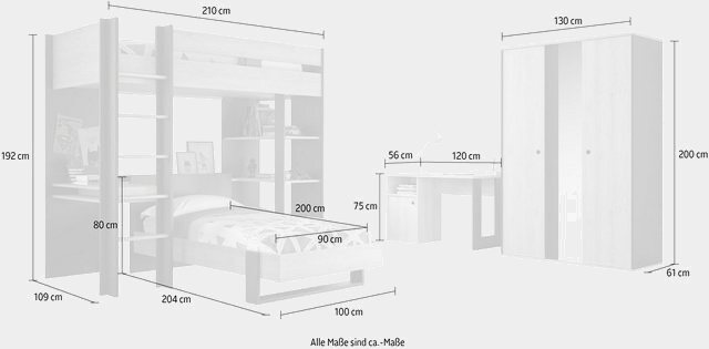 Gami Jugendzimmer-Set »Duplex«, (4-St)-Komplettzimmer-Inspirationen
