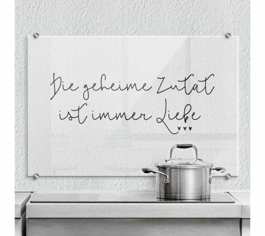 Wall-Art Küchenrückwand »Spruch Geheime Zutat ist Liebe«, (1-tlg)-Küchenrückwände-Ideen für dein Zuhause von Home Trends