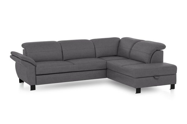 exxpo - sofa fashion Ecksofa, inklusive Kopfteilverstellung,wahlweise Bettfunktion und Bettkasten, eleganter schwarzer Fuß-Sofas-Inspirationen