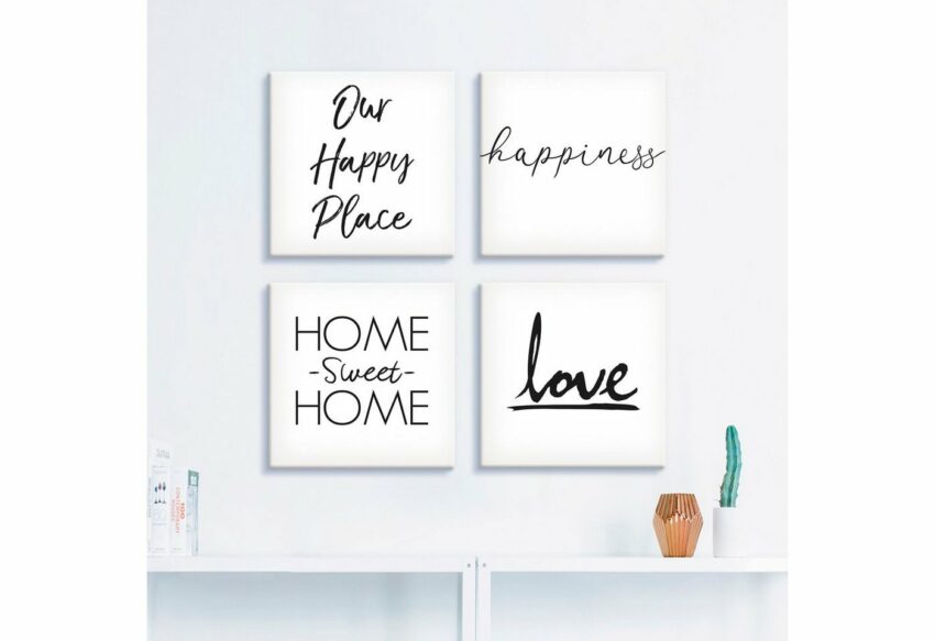 Artland Leinwandbild »Glück Liebe Trautes Heim - Glück allein«, Sprüche & Texte (4 Stück)-Bilder-Ideen für dein Zuhause von Home Trends