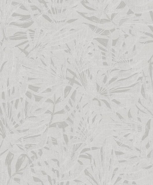 WOW Vliestapete »Textil Blätter«, botanisch, (1 St), Grau/Weiß - 1005x106 cm-Tapeten-Inspirationen