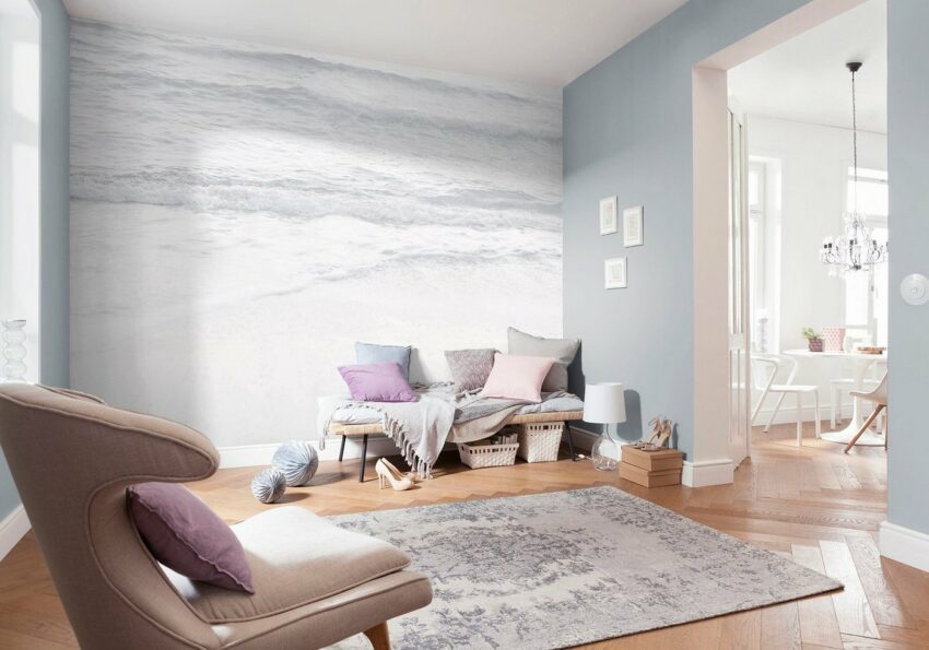 Komar Fototapete »Silver Beach«, glatt, minimalistisch, abstrakt, (Packung)-Tapeten-Ideen für dein Zuhause von Home Trends