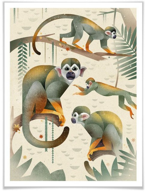 Wall-Art Poster »Squirrel Monkeys«, Tiere (1 Stück), Poster, Wandbild, Bild, Wandposter-Bilder-Inspirationen