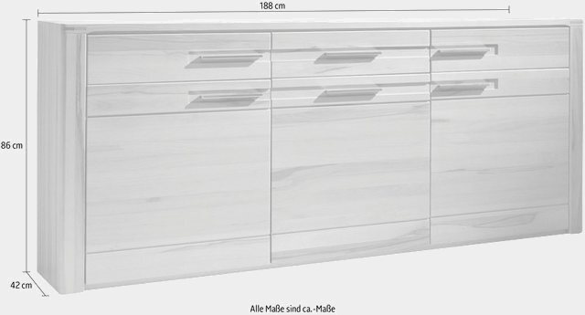 Innostyle Sideboard »Nature Plus«, Breite 188 cm, 3 Holztüren, 3 Schubkästen-Sideboards-Inspirationen