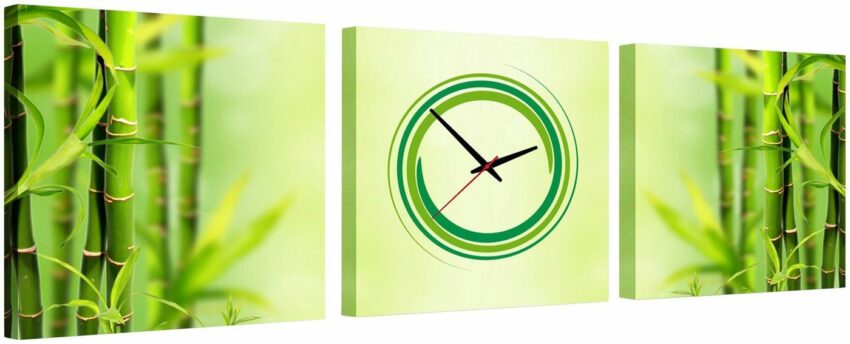 Conni Oberkircher´s Bild mit Uhr »Bamboo Style - Bambus II«, Bambus (Set), mit dekorativer Uhr, Natur, Wellness, Entspannung-Bilder-Ideen für dein Zuhause von Home Trends