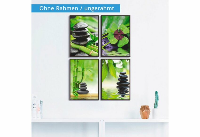 Artland Poster »Glücksklee Zen Steinpyramide Wasser«, Zen (4 Stück), Poster, Wandbild, Bild, Wandposter-Bilder-Ideen für dein Zuhause von Home Trends