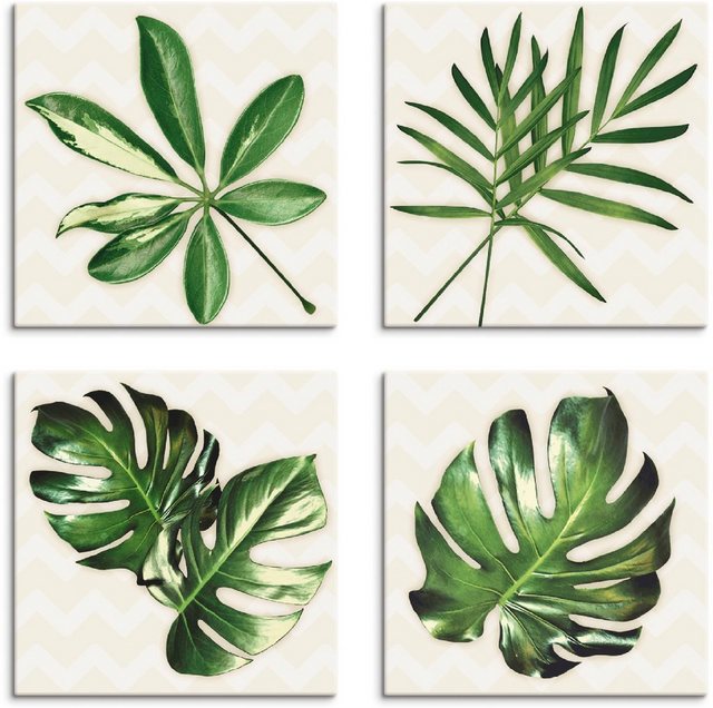 Artland Leinwandbild »Blätter mit Muster«, Blätter (4 Stück)-Bilder-Inspirationen