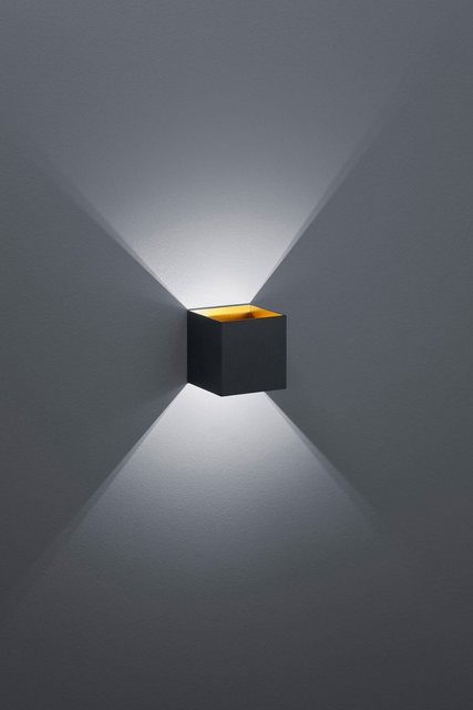 TRIO Leuchten LED Wandleuchte »Louis«, LED Wandlampe schwarz mit up-and-down Beleuchtung, Innenseite goldfarbig-Lampen-Inspirationen