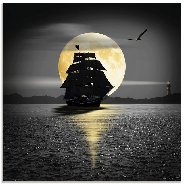 Artland Glasbild »Ein Schiff mit schwarzen Segeln«, Boote & Schiffe (1 Stück)-Bilder-Inspirationen