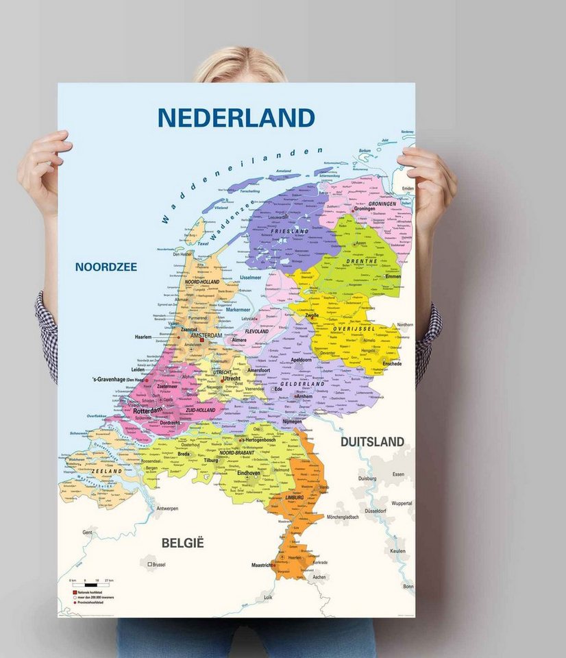 Reinders! Poster »Poster Schulkarte Niederlande Niederländisch - Niederländischer Text«, Landkarten (1 Stück)-Bilder-Ideen für dein Zuhause von Home Trends