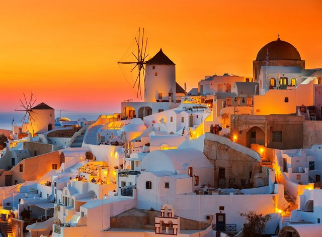 Papermoon Fototapete »Santorini Sunset«, glatt-Tapeten-Inspirationen