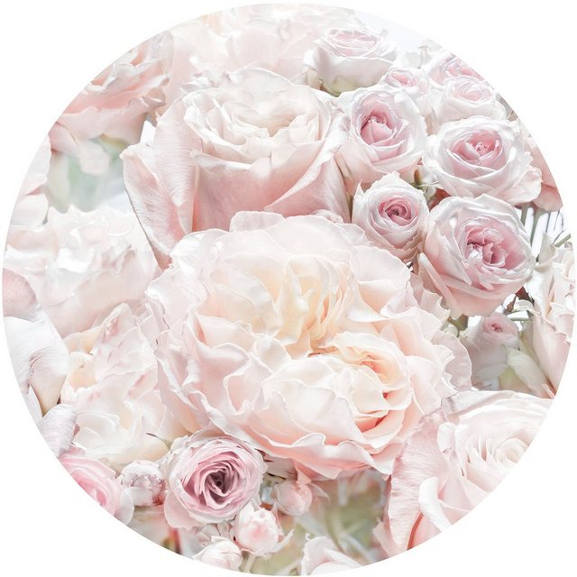 Komar Fototapete »Pink and Cream Roses«, glatt, Comic, botanisch, (Packung, 1 St), 125 x 125 cm-Tapeten-Inspirationen